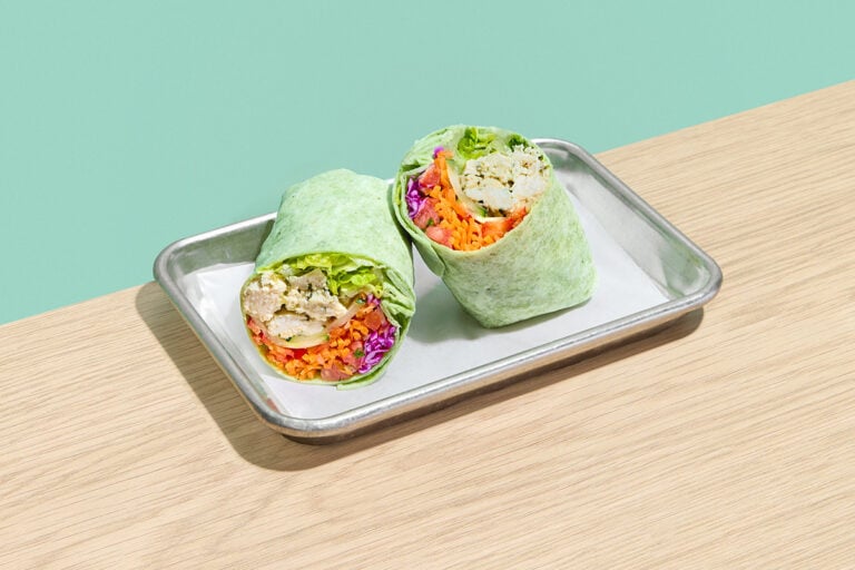 Chicken Salad — Chicken Salad, Romaine, Purple Cabbage, Carrot, Red Pepper, Cucumber, Pico de Gallo, Balsamic Dressing
