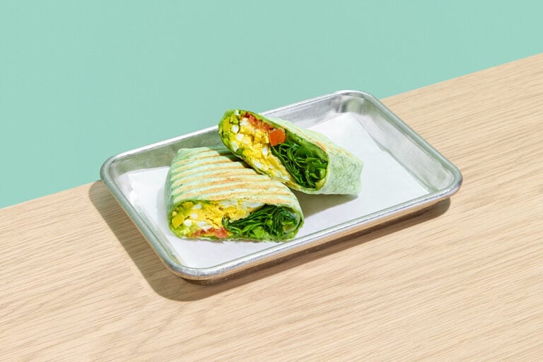 The Breakfast Farmer — Chicken Sausage, Hard-Boiled Egg, Spinach, Tomato, Avocado, Aged Cheddar Cheese