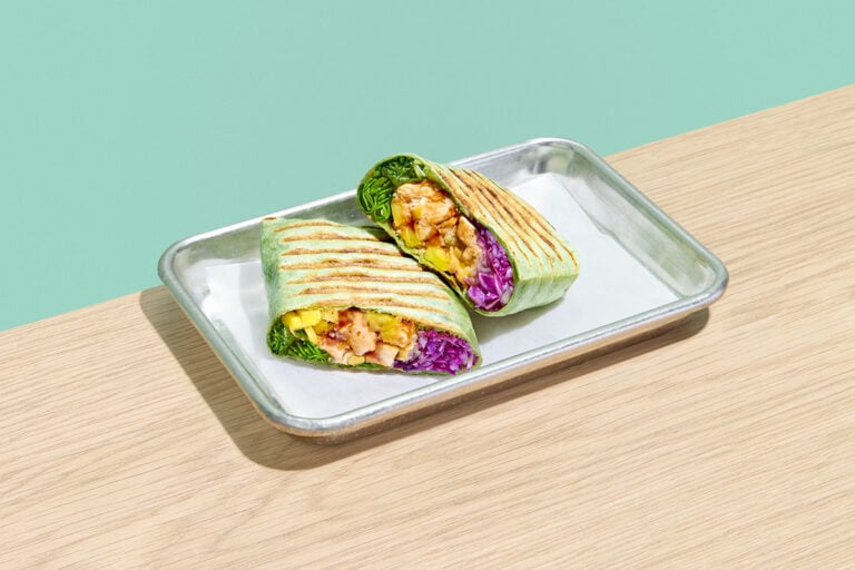 Honey BBQ — Chicken Breast, Spinach, Purple Cabbage, Red Onion, Pineapple, Aged Cheddar Cheese, Honey BBQ Sauce