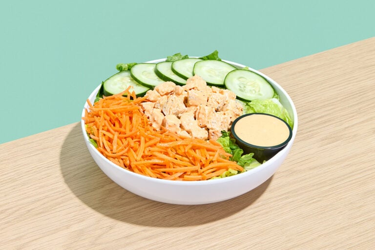 Buffalo Chicken Salad — Chicken Breast, Romaine, Carrot, Cucumber, Aged Cheddar Cheese, Buffalo Ranch Dressing
