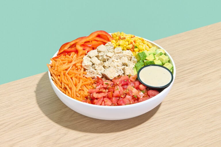 Tex Mex Salad — Chicken Breast, Romaine, Carrot, Red Pepper, Avocado, Pico de Gallo, Corn Salsa, Ranch Dressing
