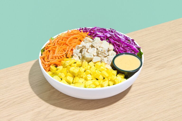 Thai Chicken Salad — Chicken Breast, Romaine, Purple Cabbage, Carrot, Pineapple, Mandarin Orange Dressing