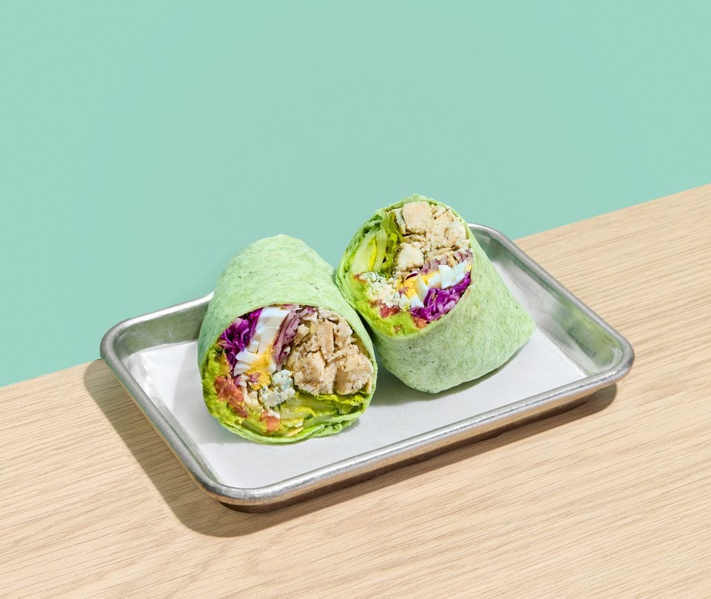 Wrap cut in half on a tray